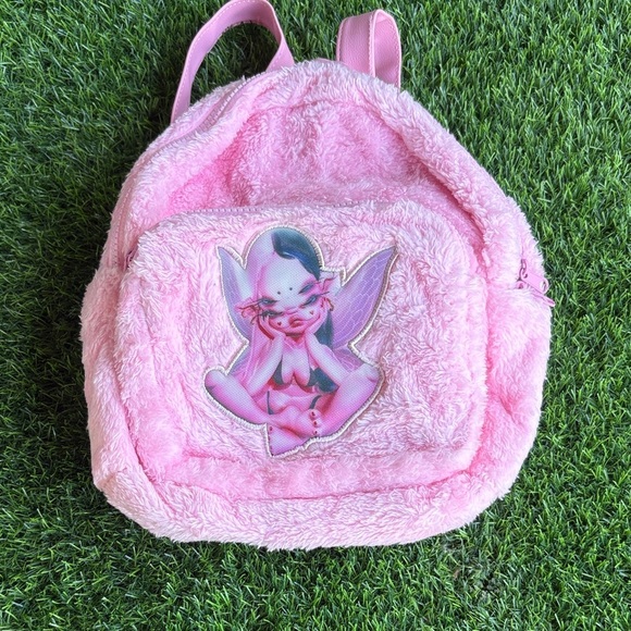MELANIE MARTINEZ Portals Fuzzy Pink Backpack with Zipper Closure - Picture 2 of 13